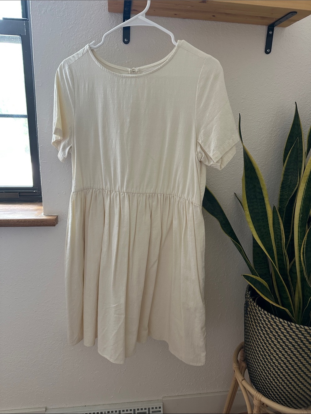 Tradlands Cream Short-Sleeve Babydoll Dress
